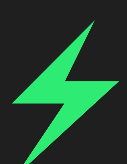 Green lightning bolt with a black background